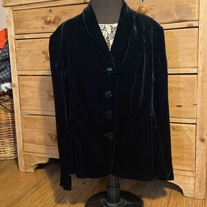 Vintage Black Velvet Tailored Peplum Blazer Large